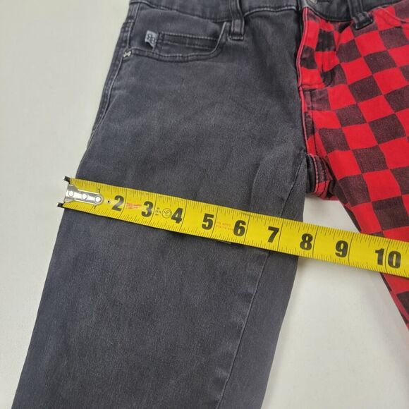 Royal Bones Tripp Skinny Jeans Black Red Buffalo Check Split Goth Women's Small - Picture 9 of 11